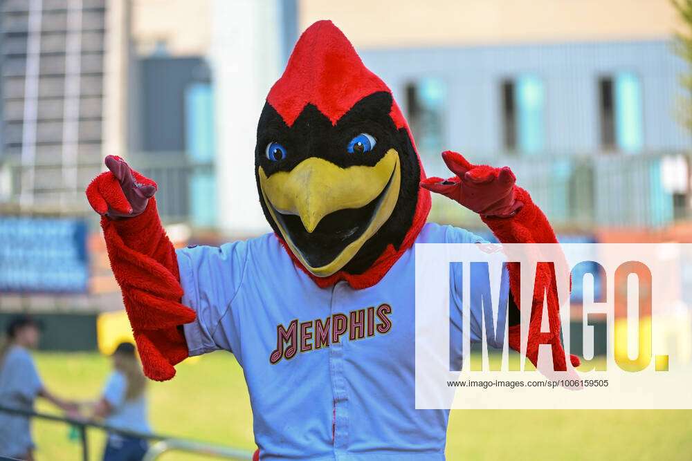 August 22, 2021: Memphis Redbirds mascot, Rocky, performs during the  baseball game between the