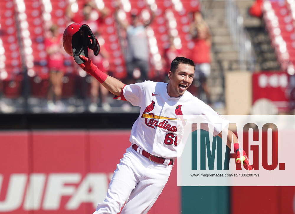 Lars Nootbaar of the St. Louis Cardinals runs the bases against