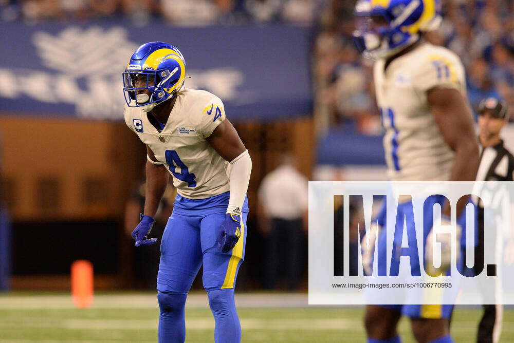 INDIANAPOLIS, IN - SEPTEMBER 19: Los Angeles Rams Safety Jordan Fuller (4)  lines up for a play