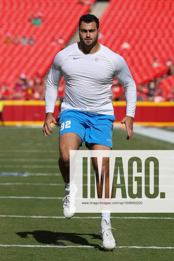 Los Angeles Chargers defensive lineman Joe Gaziano (92) defends