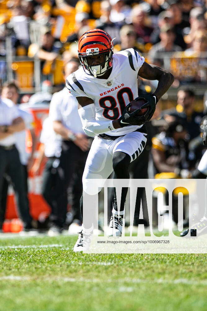 PITTSBURGH, PA - SEPTEMBER 26: Cincinnati Bengals wide receiver Mike Thomas  (80) runs with the ball