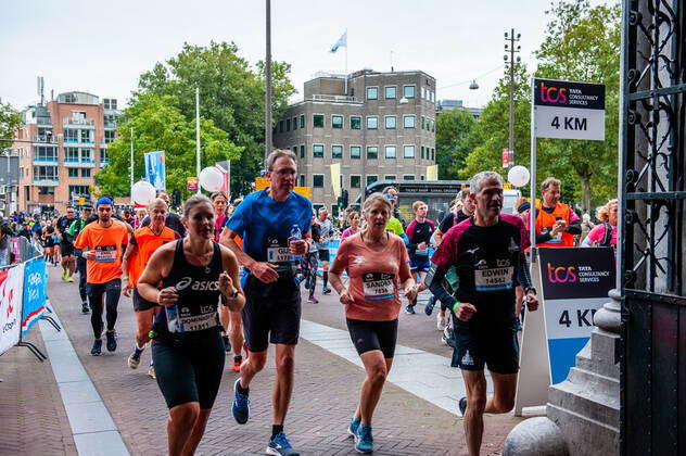 Run Amsterdam Amsterdam, North of Holland, Netherlands: A view of the runners with ...