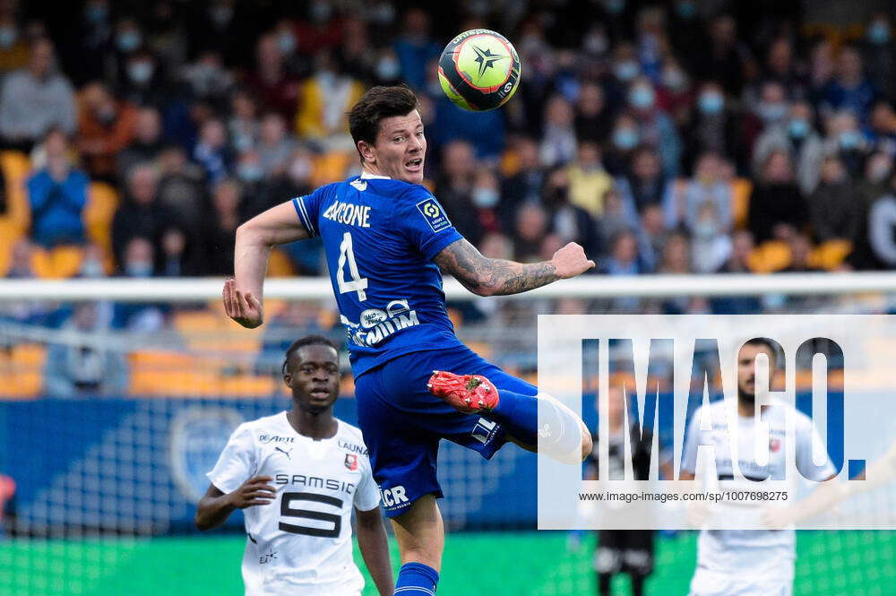 Giulian BIANCONE ( 4 - Troyes ) - FOOTBALL : Troyes vs Rennes - Ligue 1 ...