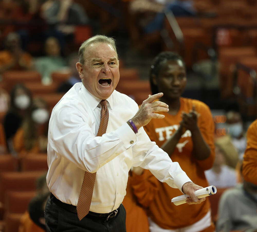 January 12, 2022: Texas Longhorns head coach Vic Schaefer during an ...