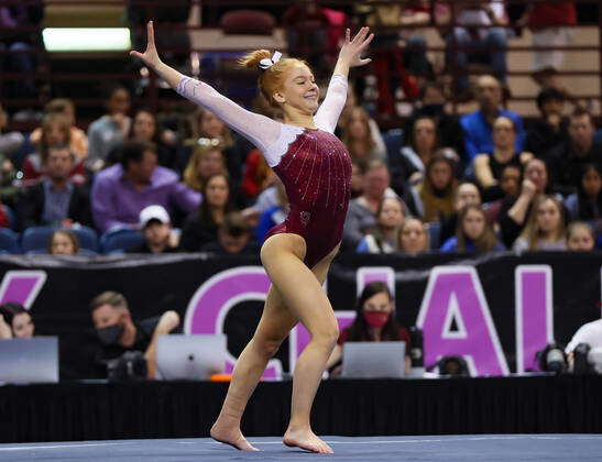 February 19, 2022: Stanford s Addie Stonecipher performs her floor ...
