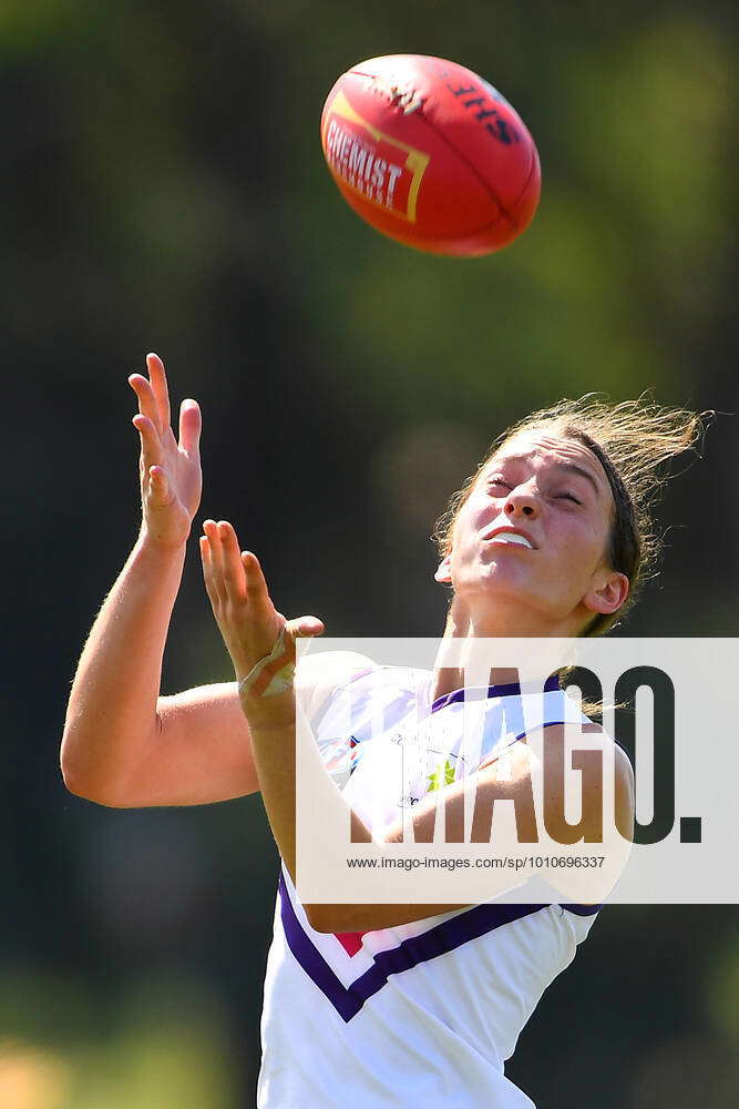 AFLW KANGAROOS DOCKERS, Jessica Low Of Fremantle Marks The Footy During ...