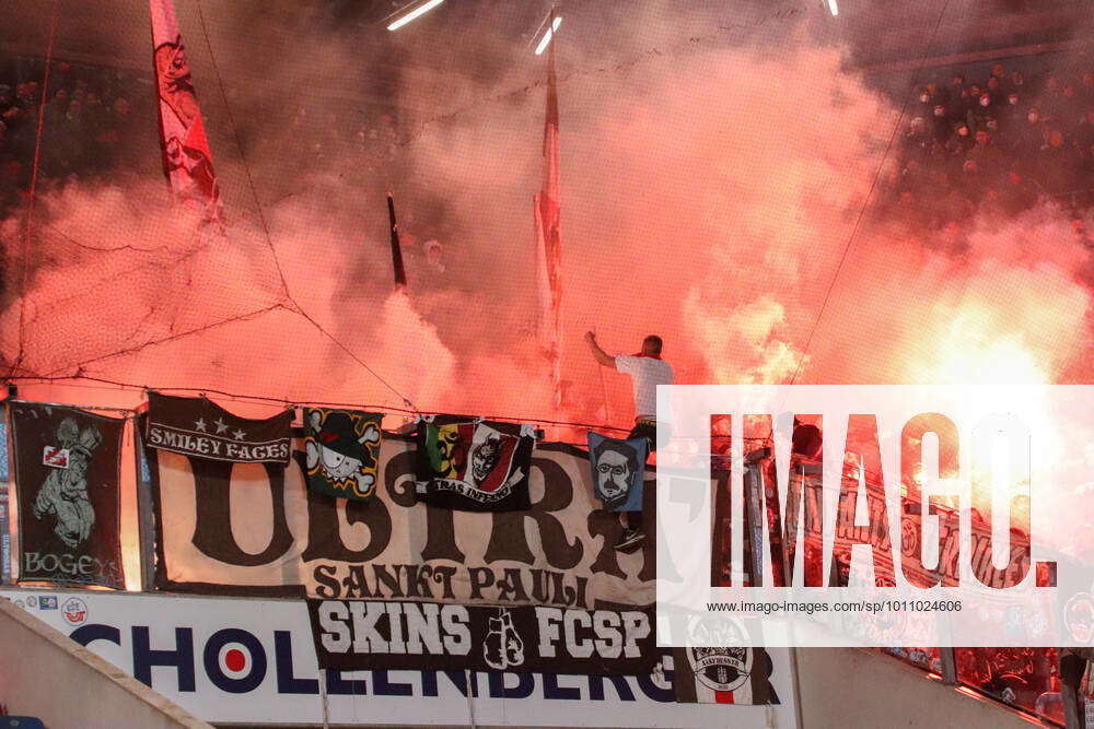 Pyro St Pauli fans at Hansa Rostock vs FC St Pauli 02 04 2022 St Pauli