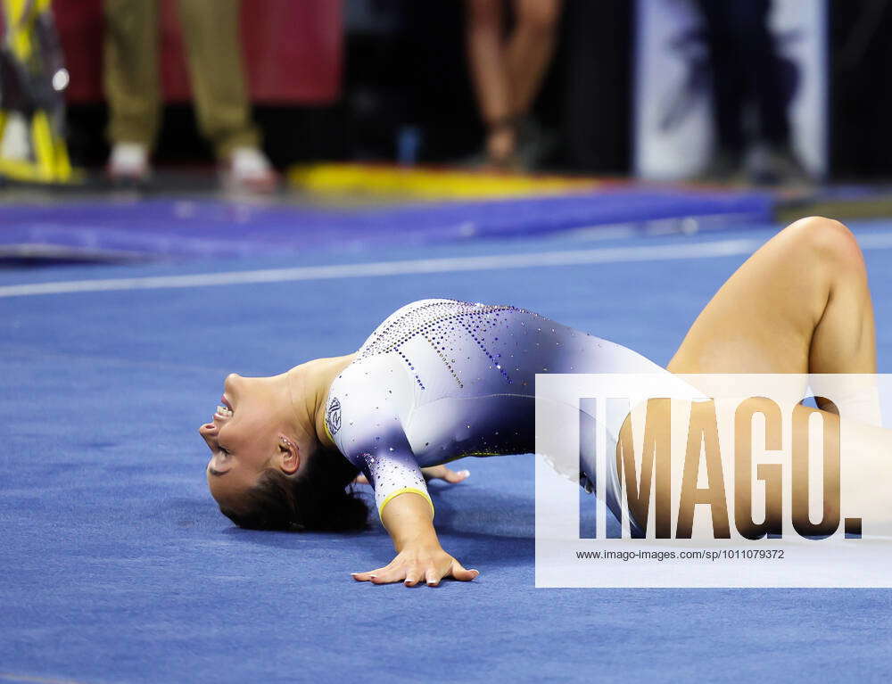 April 2, 2022 California s Milan Clausi finishes her floor routine