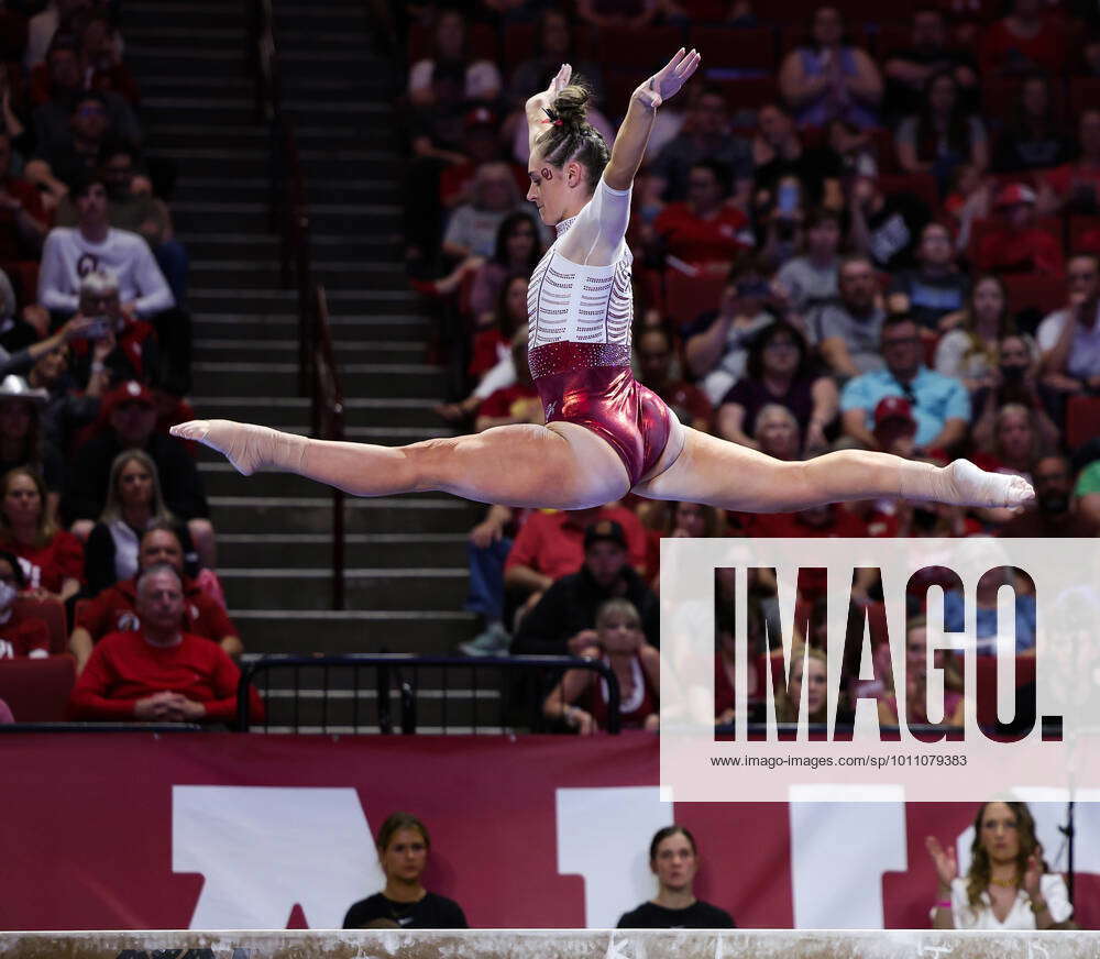 April 2, 2022 Oklahoma s Carly Woodard competes on the balance beam