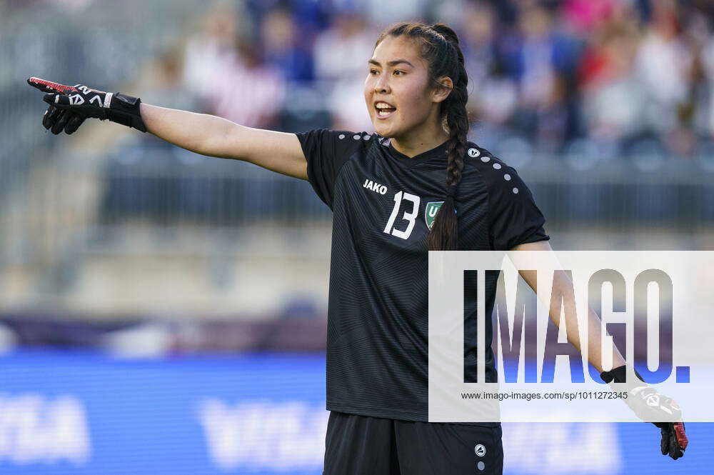 April 12 2022 Uzbekistan Goalkeeper Nigora Uzganova 13 Reacts