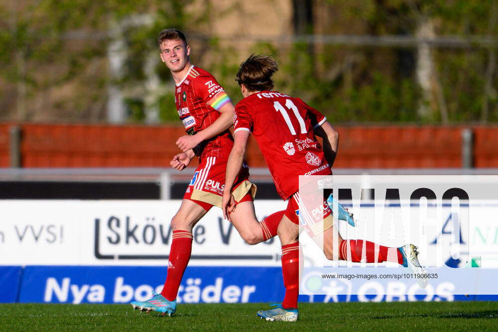 220509 Skövdes Filip Schyberg cheers after 1 0 during the football ...