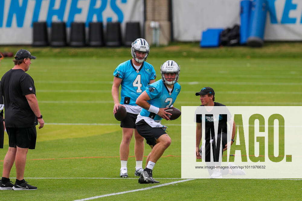 CHARLOTTE, NC - MAY 13: Carolina Panthers Quarterback Anthony Russo (3)  conducts drills during day o