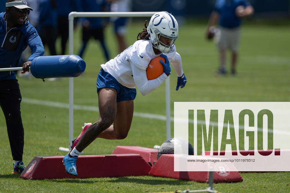 Indianapolis Colts running back D'vonte Price runs on the field