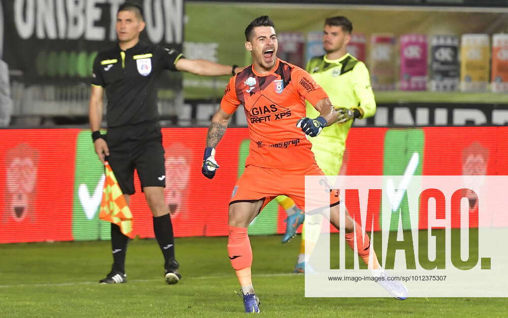 Catalin Vasile Cabuz Is Happy After Defending A Penalty In The Football 