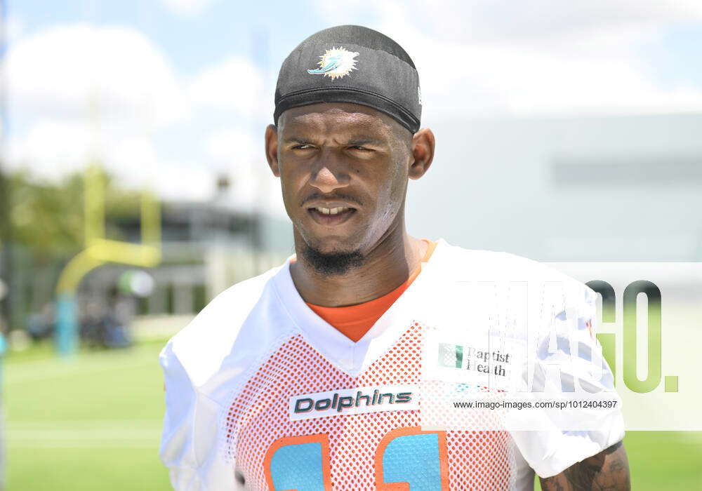 DAVIE, FL - JUNE 01: Miami Dolphins wide receiver Cedrick Wilson Jr. (11)  talks to the media