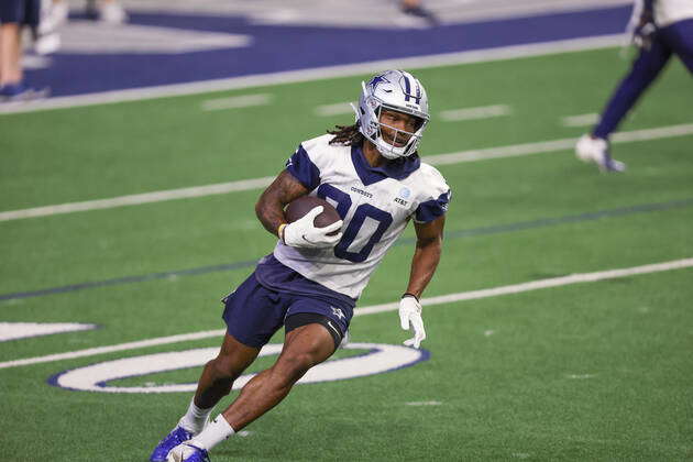 Dallas Cowboys wide receiver Brandon Smith (80) pulls in a pass during an  NFL football team practice in Frisco, Texas, Wednesday, May 25, 2022. (AP  Photo/LM Otero Stock Photo - Alamy