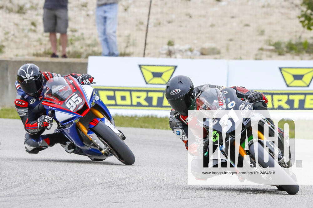 ELKHART LAKE, WI - JUNE 04: Jeffrey Purk leads Team OC Racing rider ...