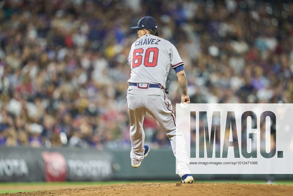 Atlanta Braves relief pitcher Jesse Chavez (60) works from the