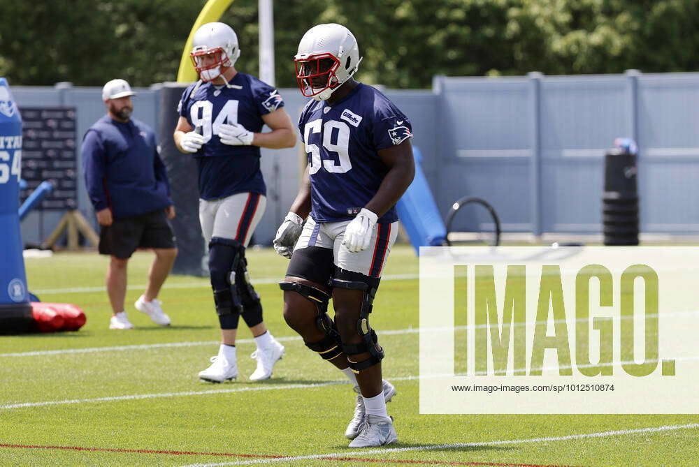 FOXBOROUGH, MA - JUNE 07: New England Patriots defensive tackle Sam Roberts  (59) during Day 1 of