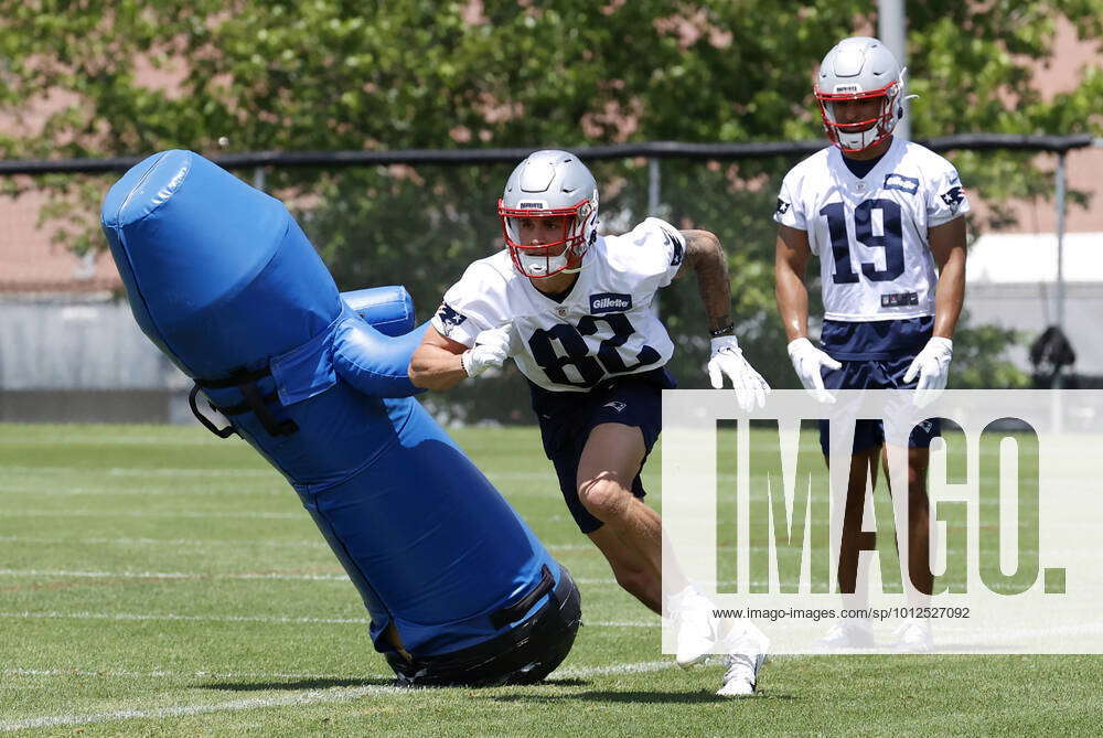 FOXBOROUGH, MA - JUNE 08: New England Patriots wide receiver Tre Nixon (82)  runs a drill during