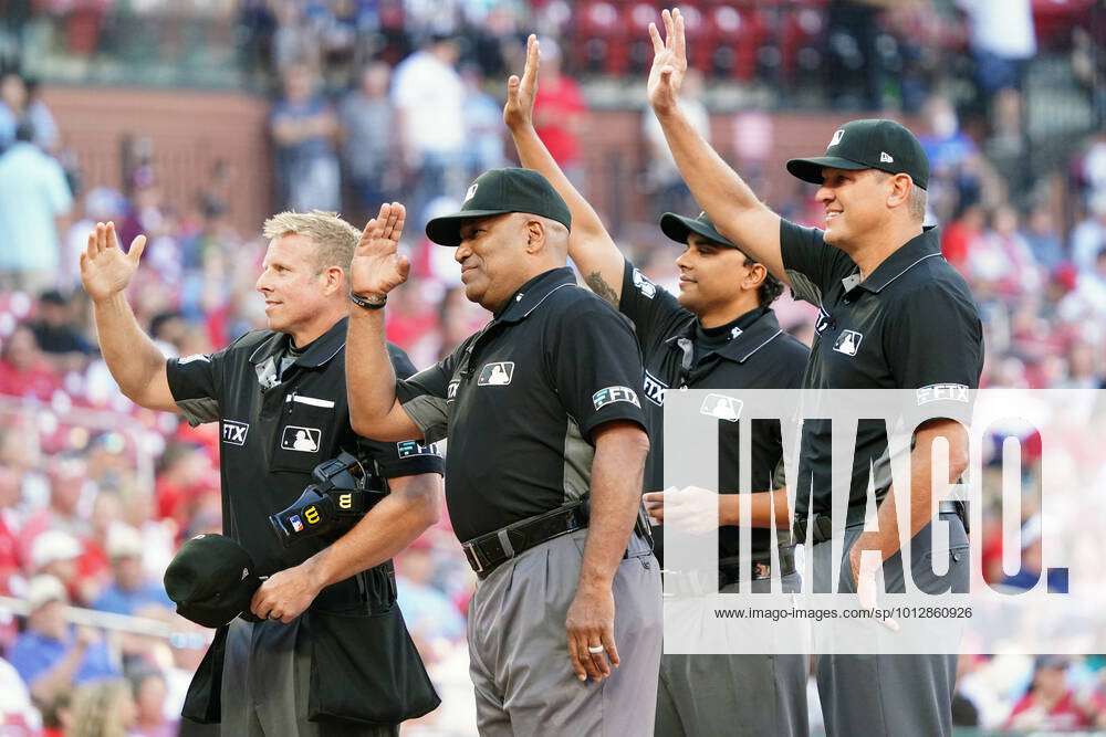 Major League umpires (L to R) Tripp Gibson, Laz Diaz, Erich