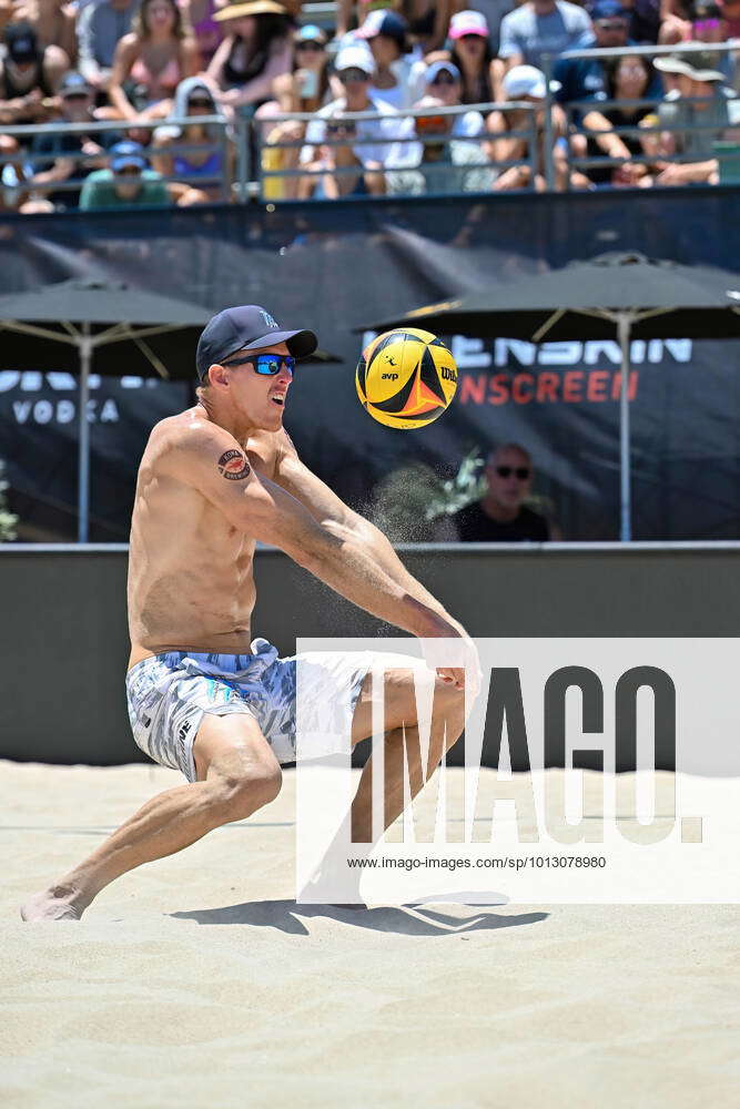 July 08, 2022 Tri Bourne during day one of the AVP Hermosa Beach Open