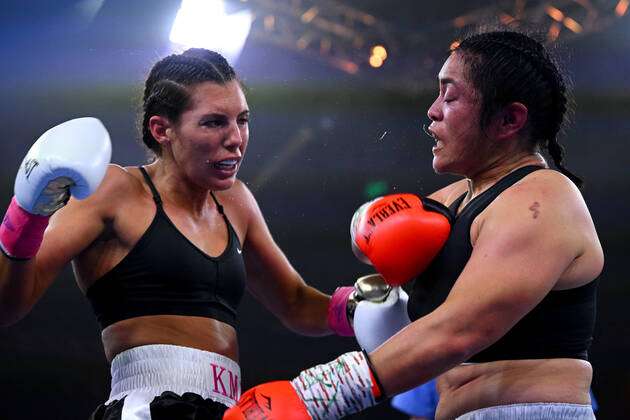 BOXING TSZYU HORN, Kate McLaren (left) and Connie Chan during the