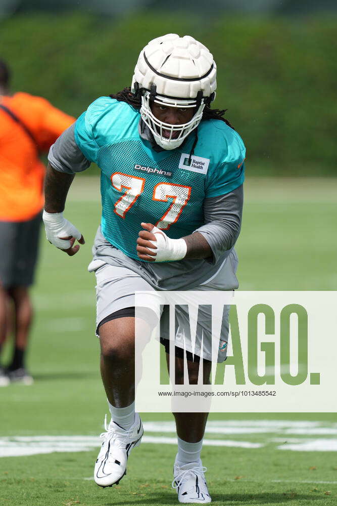 Miami Dolphins defensive tackle John Jenkins (77) celebrates after