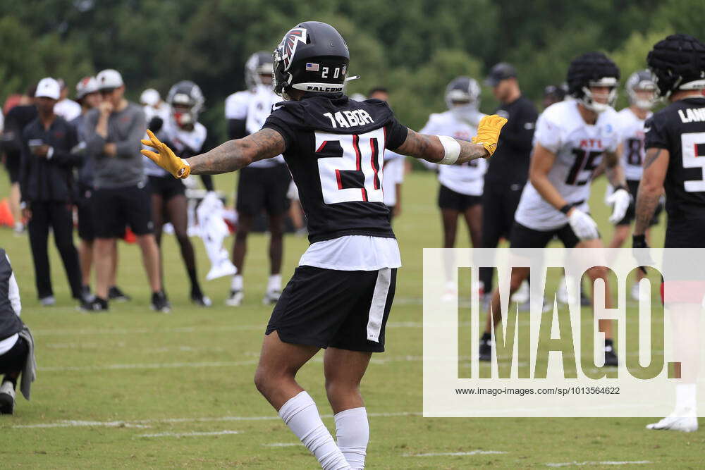 FLOWERY BRANCH, GA - JULY 30: Atlanta Falcons cornerback Teez Tabor (20)  during Saturday morning