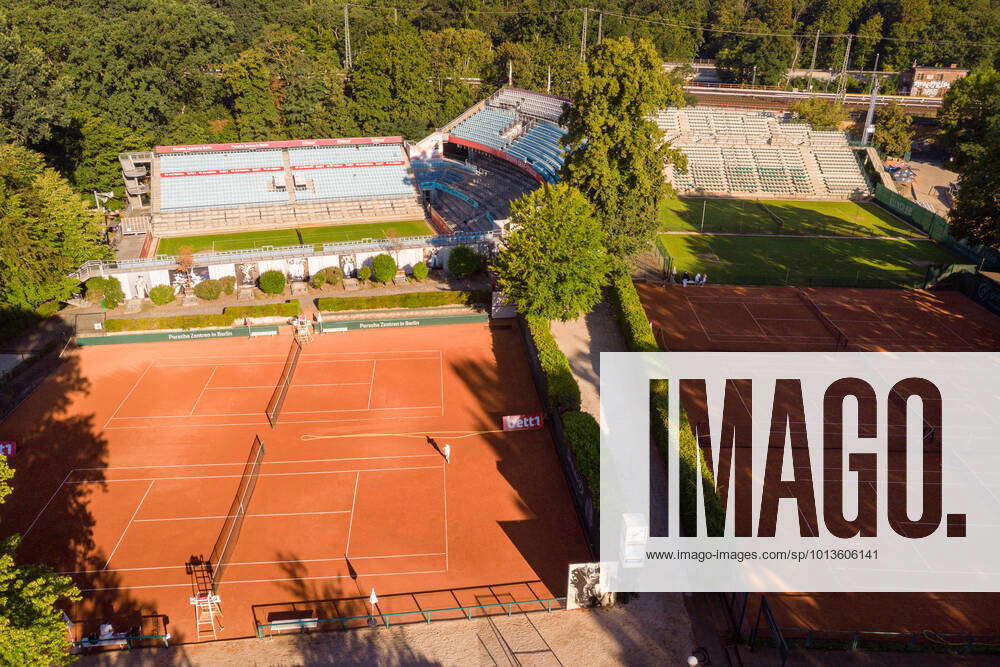 The Steffi Graf Stadium grass court from the air with the adjacent