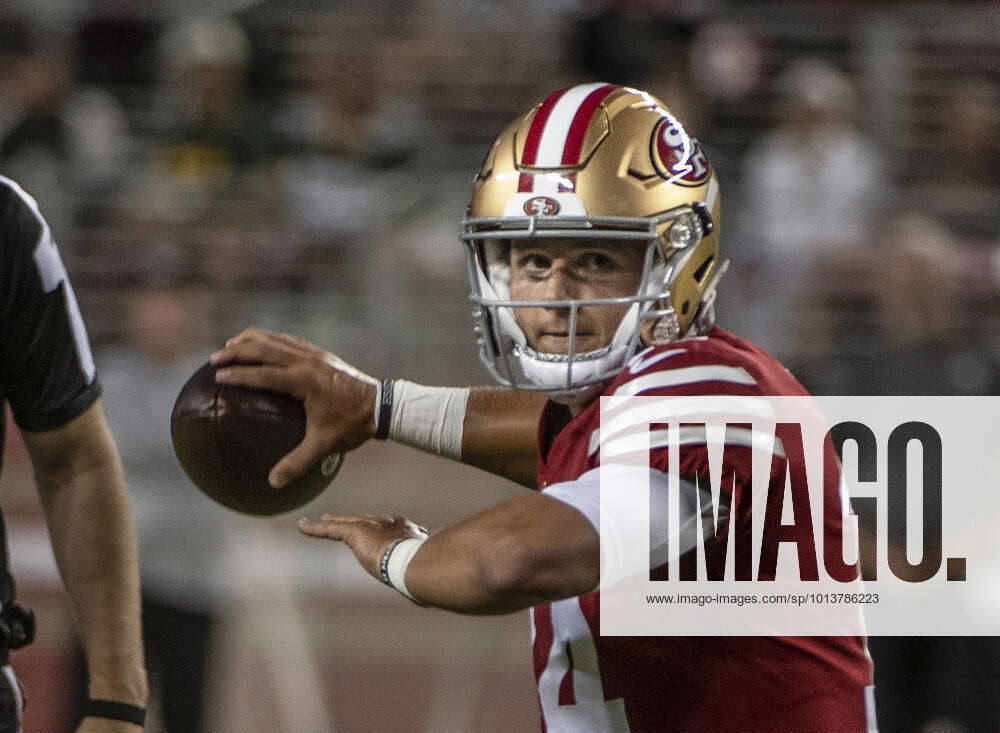 San Francisco 49ers quarterback Brock Purdy (14) looks aor a