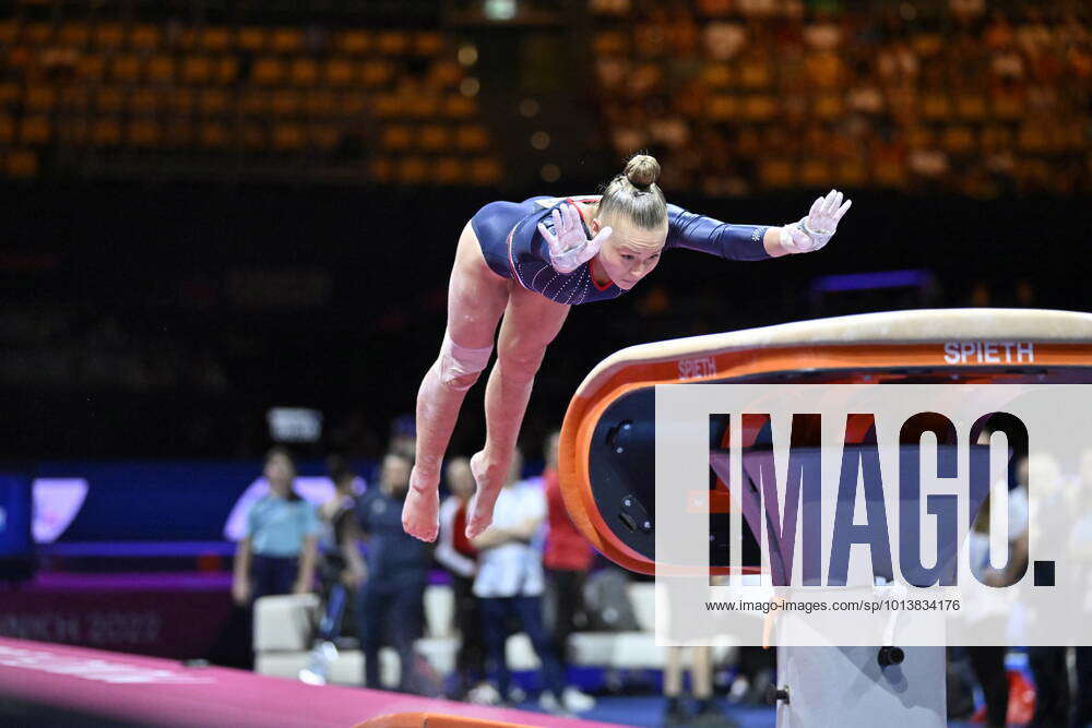 French Gymnast Aline Friess pictured in action during the Women s Vault