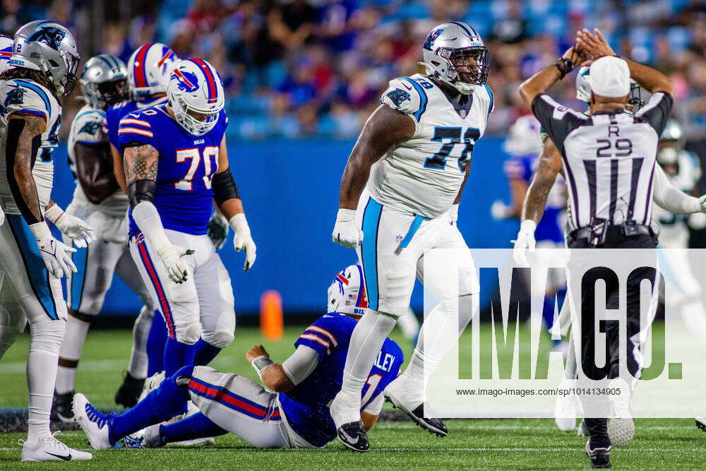 August 26, 2022: Carolina Panthers defensive tackle Marquan McCall (78)  celebrates after sacking Buf