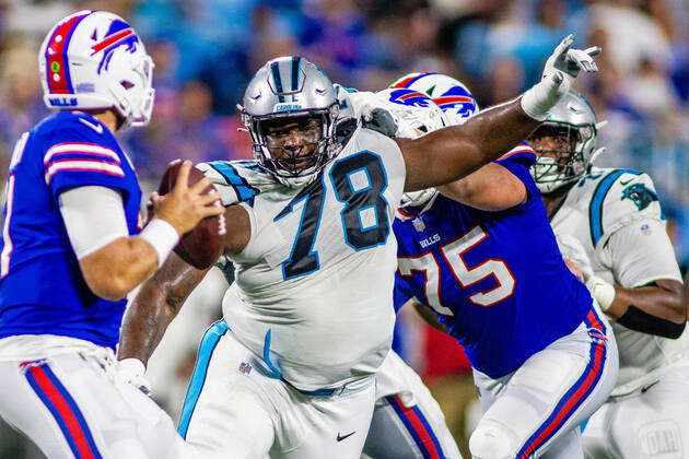 Carolina Panthers defensive tackle Marquan McCall (78) after a