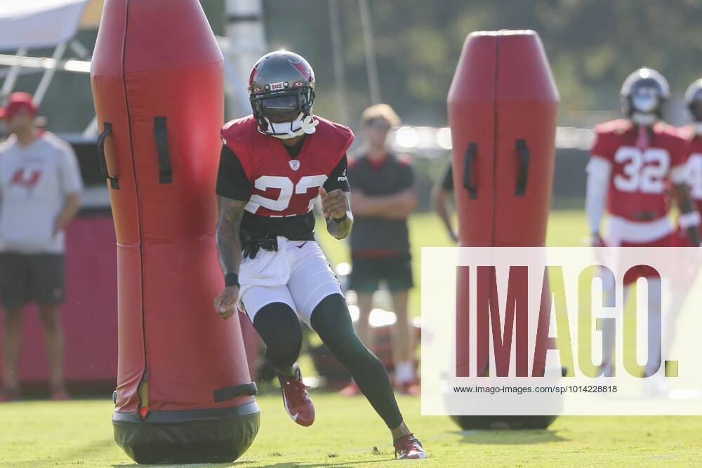 TAMPA, FL - JUL 30: Tampa Bay Buccaneers defensive back Sean Murphy-Bunting  (23) goes thru a drill during the Tampa Bay Buccaneers Training Camp on  July 30, 2022 at the AdventHealth Training