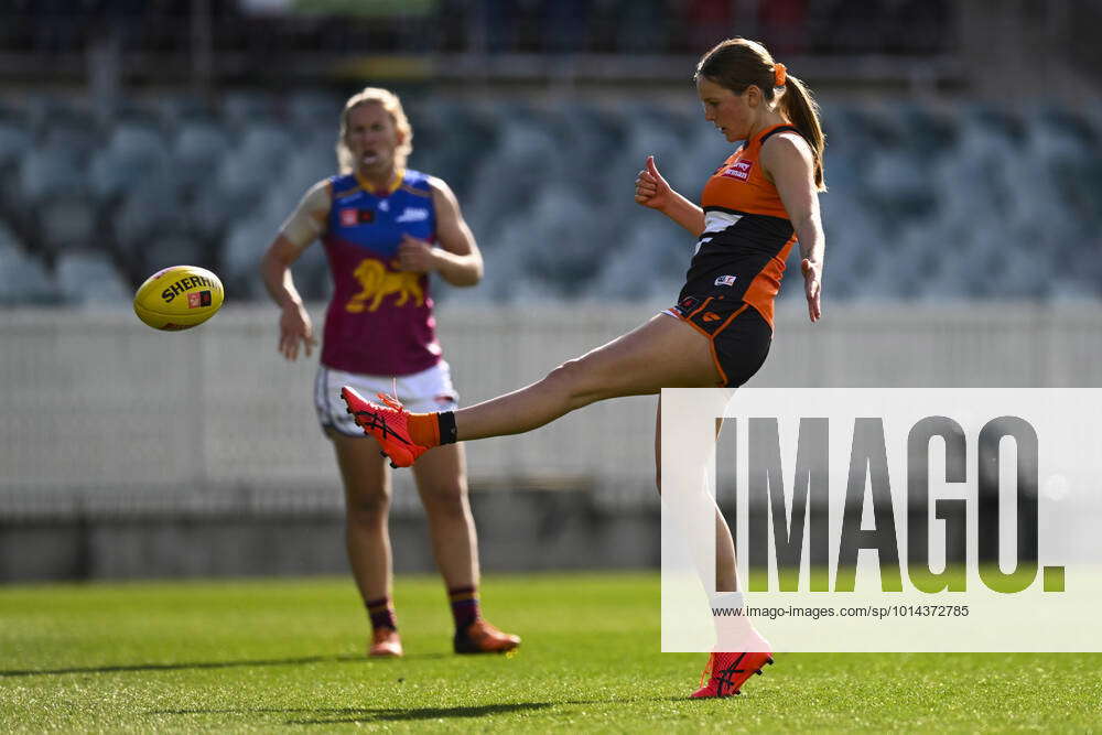 AFLW GIANTS LIONS, Jessica Doyle of the Giants kicks a goal during the ...