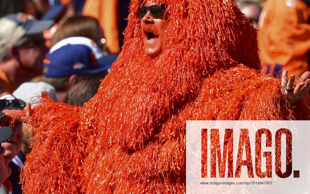 September 18, 2022: A man in costume cheers on the Broncos in the football  game between the Denver Broncos and Houston Texans at Empower Field Field  in Denver, CO. Denver hung on