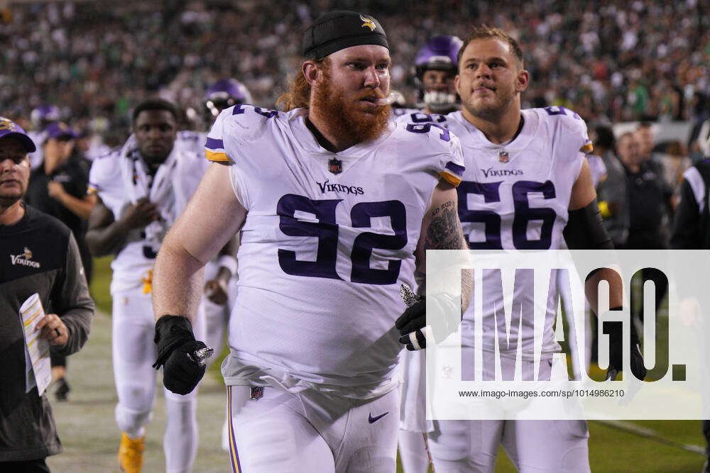 PHILADELPHIA, PA - SEPTEMBER 19: Minnesota Vikings defensive tackle James  Lynch (92) looks on during