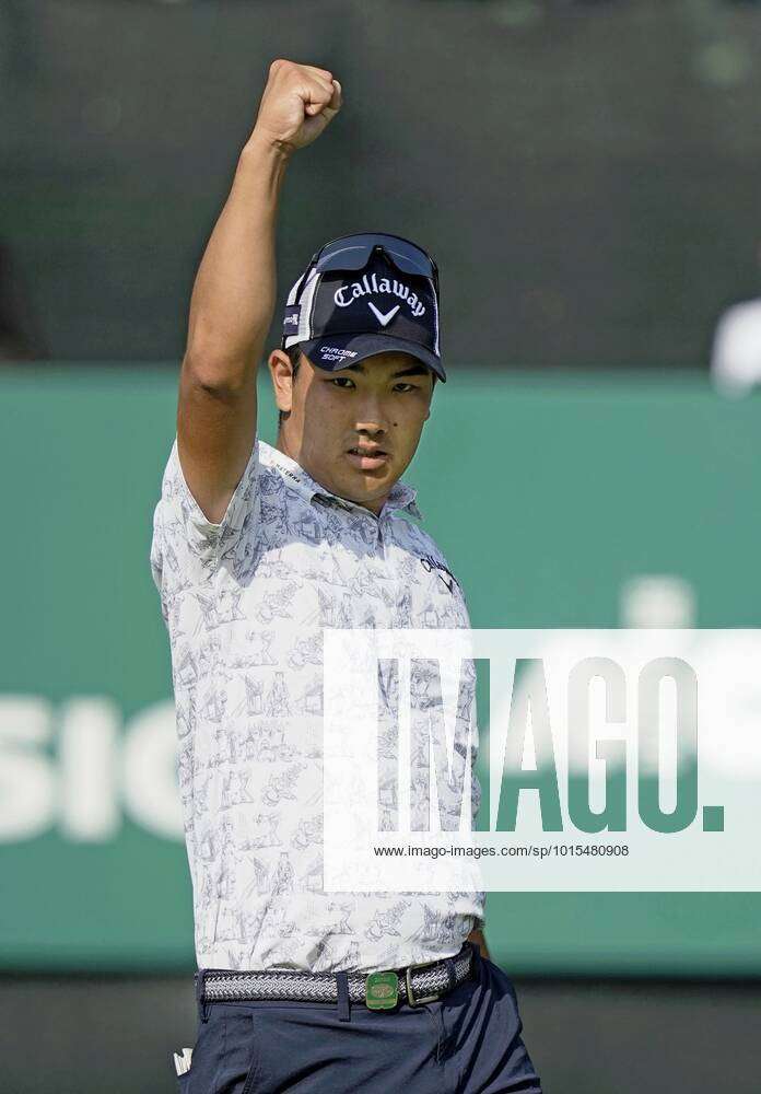 Golf: Vantelin Tokai Classic 2022 Riki Kawamoto reacts with a fist