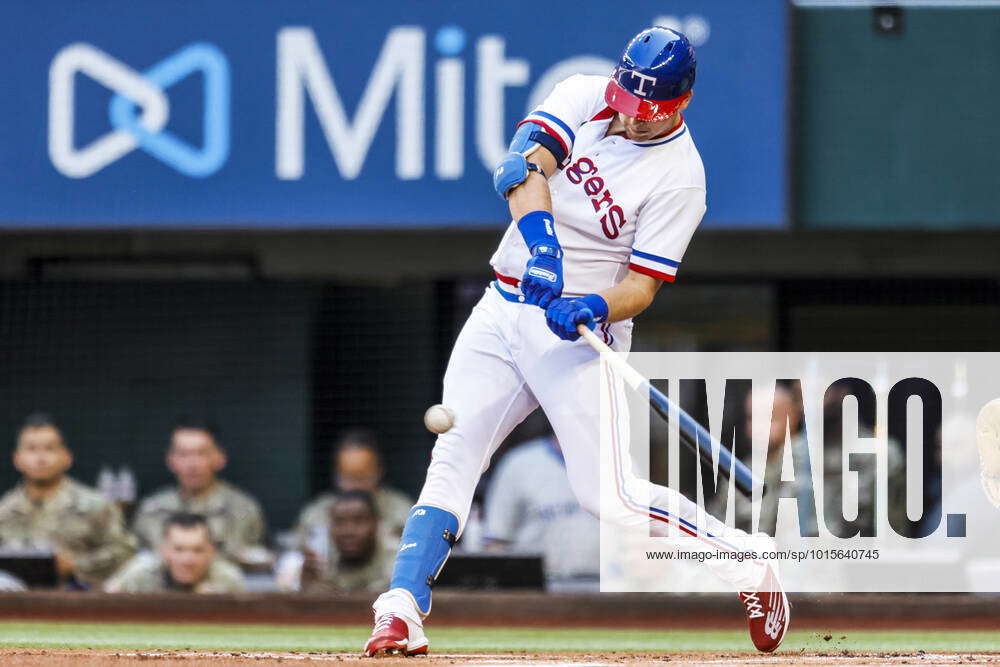 Texas Rangers First Baseman Nathaniel Lowe (30) Swings At A Pitch ...