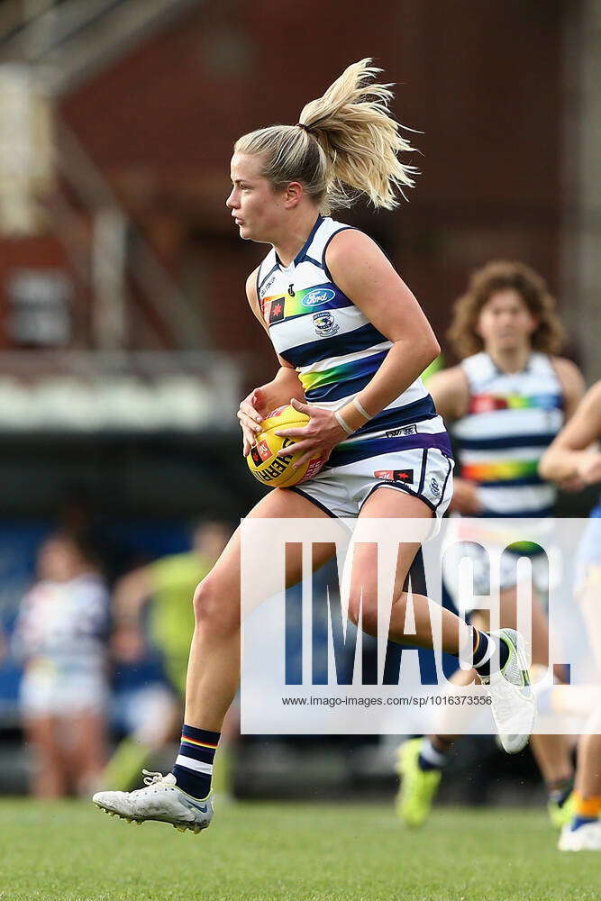 AFLW CATS EAGLES, Annabel JOHNSON of the Cats gathers the ball during ...