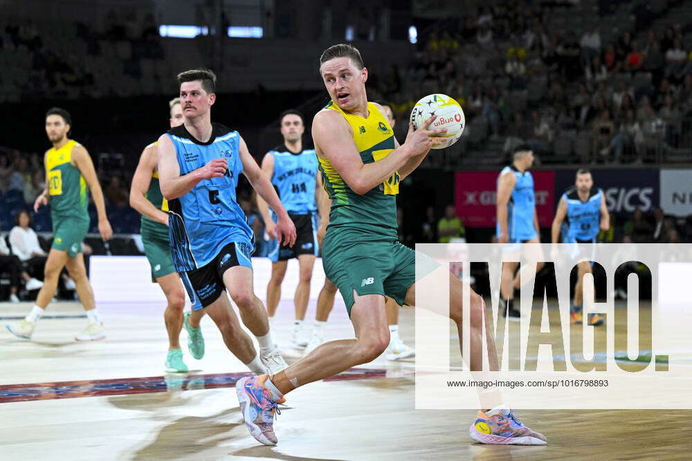 NETBALL AUSTRALIA NEW ZEALAND MEN Brodie Roberts of Australia in