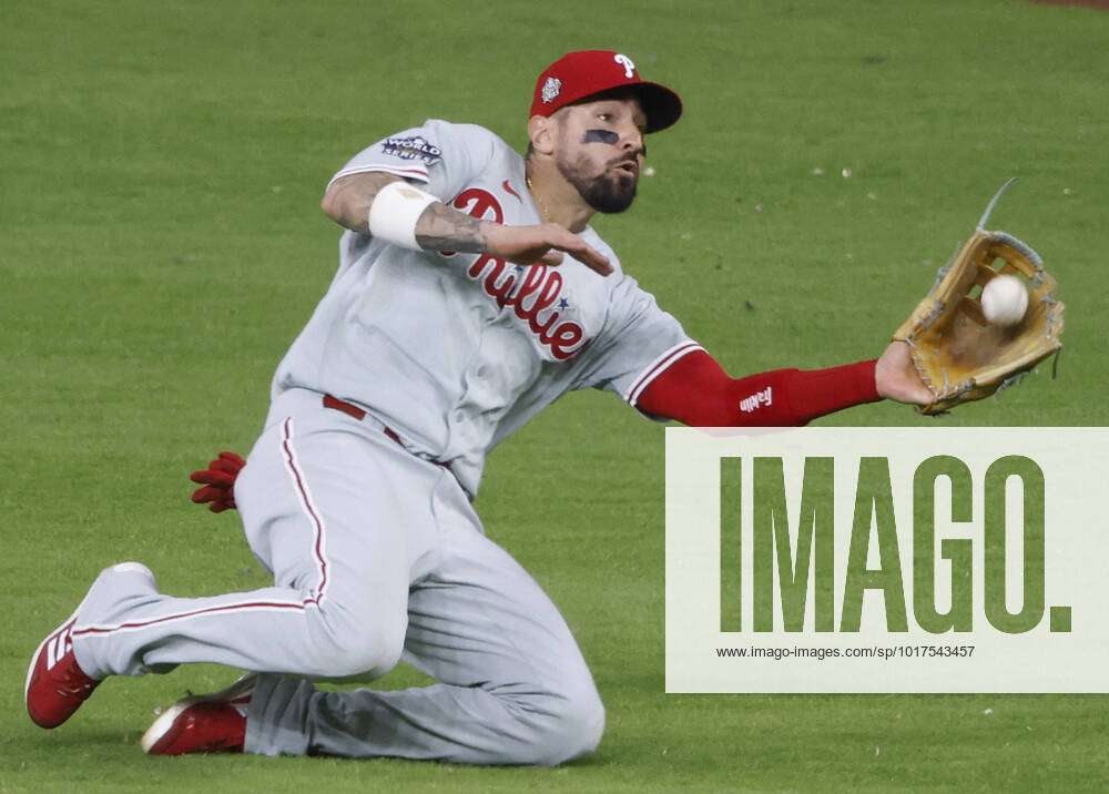 Philadelphia Phillies right fielder Nick Castellanos makes a diving catch  on a drive by Houston