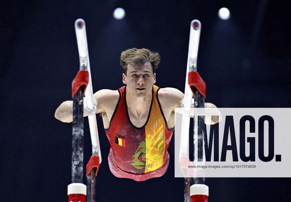 Belgian gymnast Luka Van den Keybus pictured during the mens podium