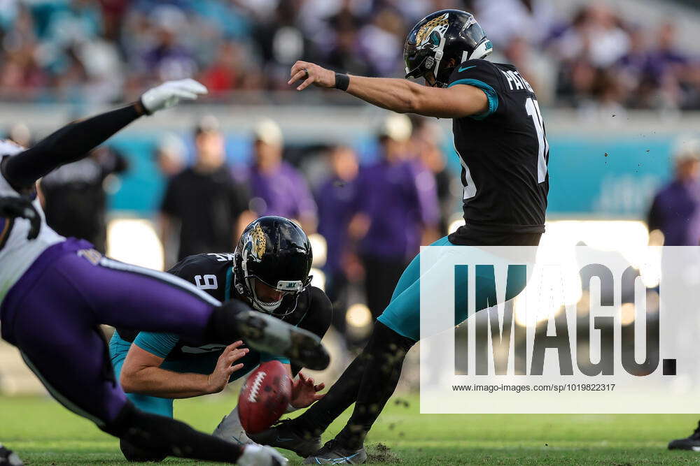 Jacksonville Jaguars place kicker Riley Patterson (10) kicks a