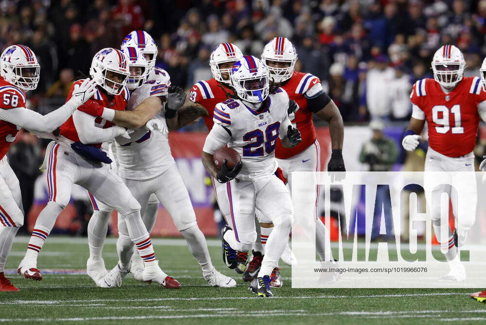 Buffalo Bills running back James Cook plays against the New England  Patriots during the first half of an NFL football game, Thursday, Dec. 1,  2022, in Foxborough, Mass. (AP Photo/Michael Dwyer Stock