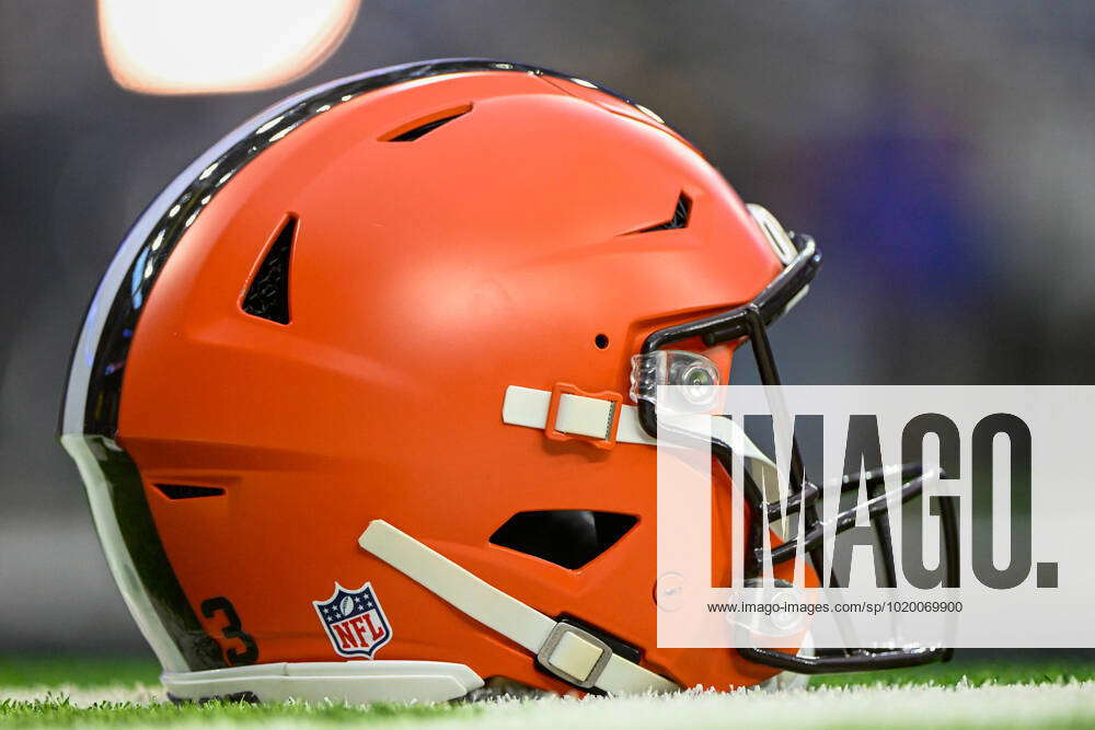 HOUSTON TX DECEMBER 04 A Cleveland Browns Helmet Sits In The houston-tx-december-04-a-cleveland-browns-helmet-sits-in-the