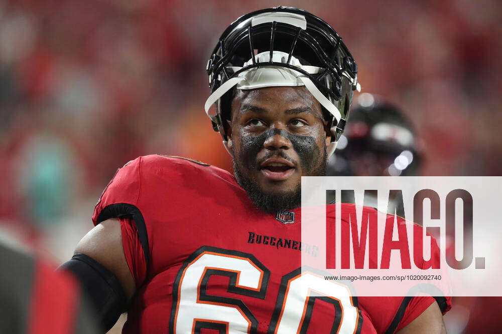 TAMPA, FL - DECEMBER 05: Tampa Bay Buccaneers Offensive Guard Nick Leverett  (60) smiles before the