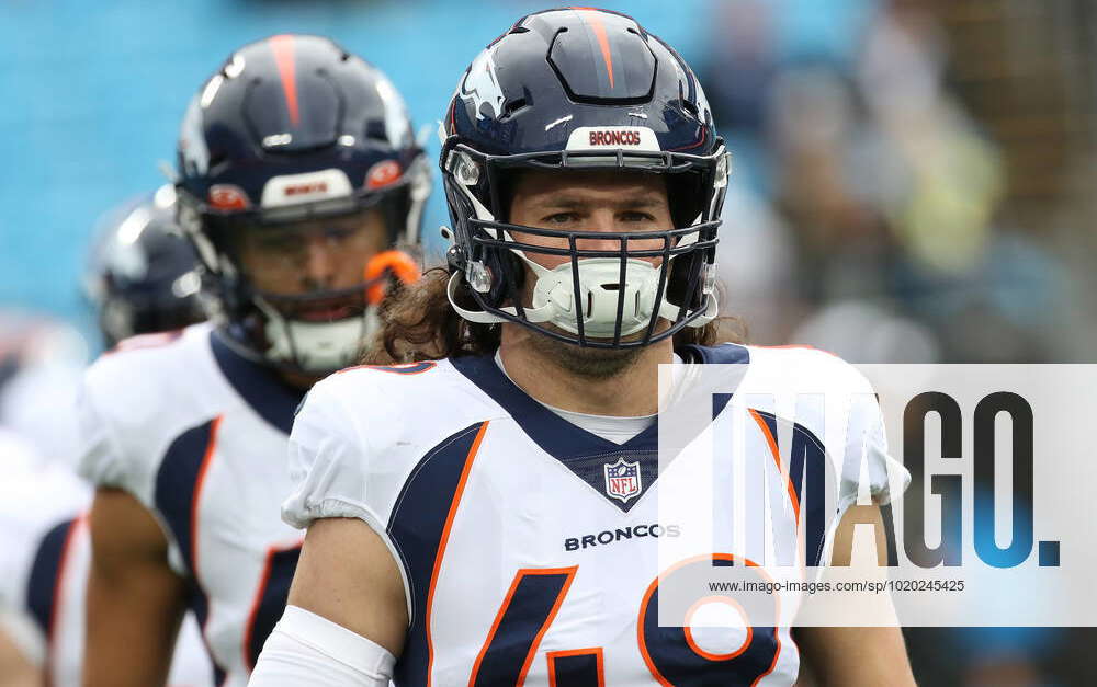 Denver Broncos linebacker Alex Singleton (49) looks into the