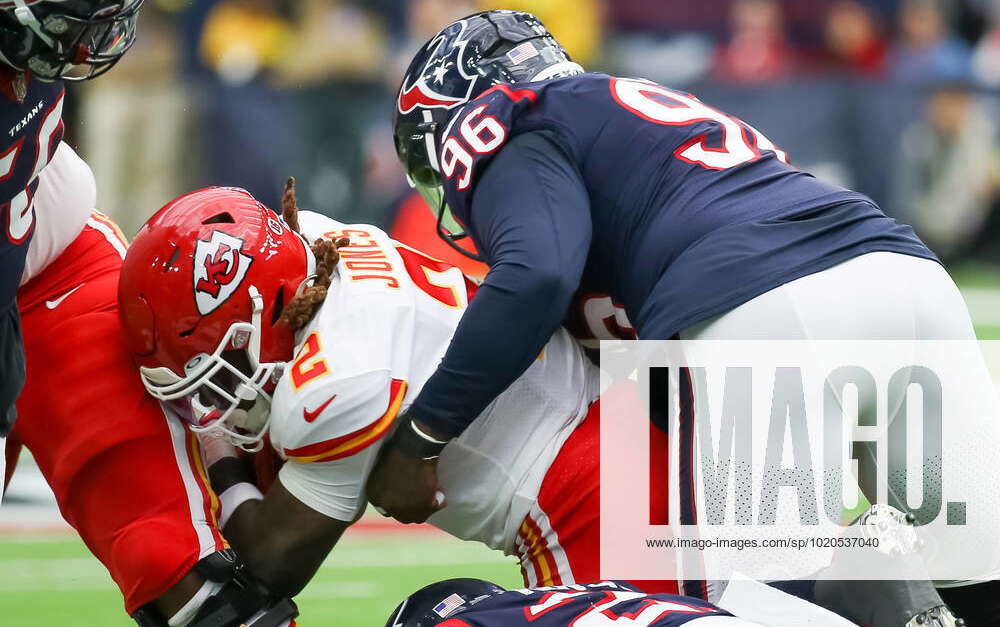 HOUSTON, TX - DECEMBER 18: Houston Texans defensive tackle Maliek Collins  (96) tackles Kansas City C